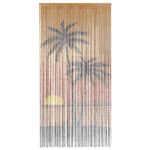 Casa si Gradina - Textile si covoare - Perdele si draperii - Perdele - Perdele usa cu insecte imprimeu palmieri 100x220 cm bambus - Infinity.ro