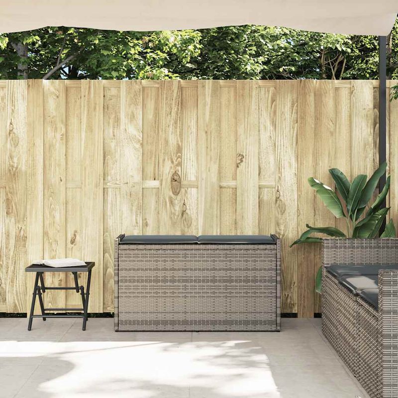 Casa si Gradina - Gradina si terasa - Mobilier exterior - Bancute de gradina - Banca de depozitare in aer liber cu perna gri 100 cm polirattan, gri și gri închis - Infinity.ro