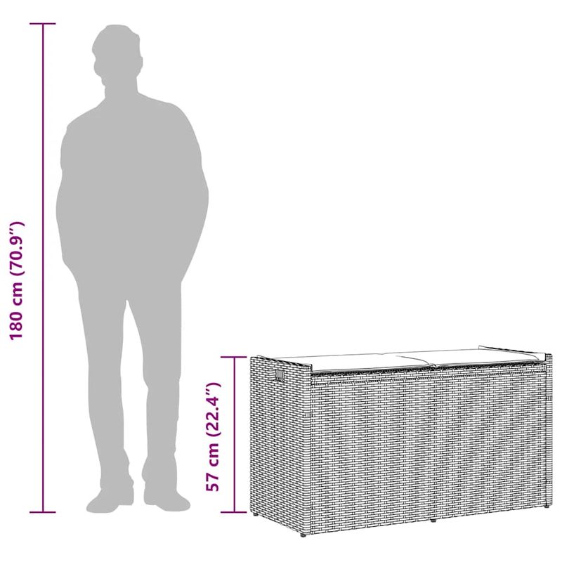 Casa si Gradina - Gradina si terasa - Mobilier exterior - Bancute de gradina - Banca de depozitare in aer liber cu perna gri 100 cm polirattan, gri și gri închis - Infinity.ro