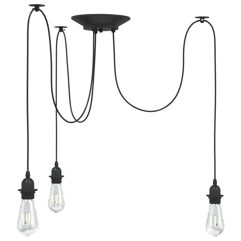 Casa si Gradina - Corpuri si surse de iluminat - Lustre si pendule - Lampa suspendata cu 3 suporturi E27 metal negru - Infinity.ro