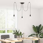 Casa si Gradina - Corpuri si surse de iluminat - Lustre si pendule - Lampa suspendata cu 3 suporturi E27 metal negru - Infinity.ro