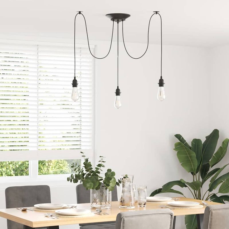 Casa si Gradina - Corpuri si surse de iluminat - Lustre si pendule - Lampa suspendata cu 3 suporturi E27 metal negru - Infinity.ro