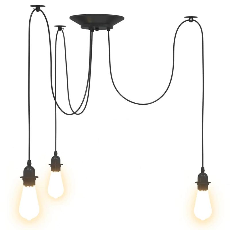 Casa si Gradina - Corpuri si surse de iluminat - Lustre si pendule - Lampa suspendata cu 3 suporturi E27 metal negru - Infinity.ro