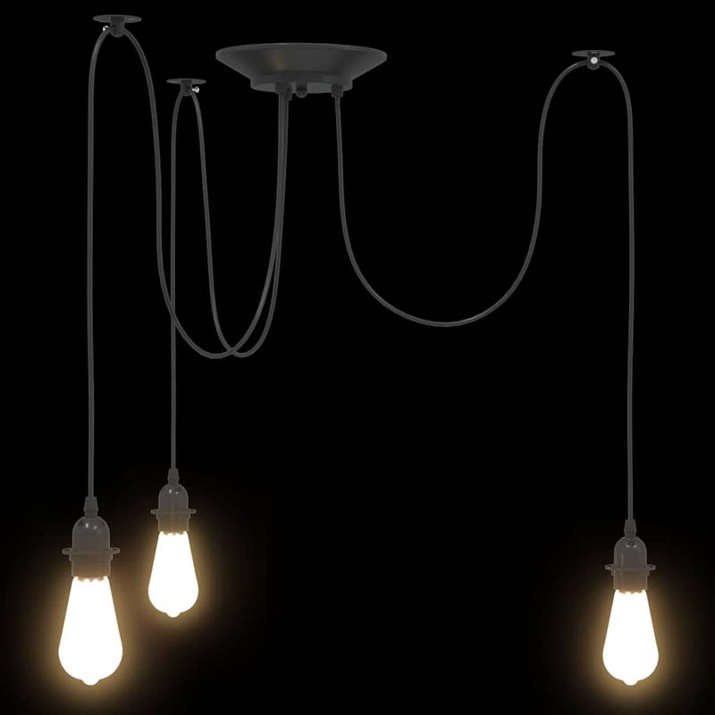 Casa si Gradina - Corpuri si surse de iluminat - Lustre si pendule - Lampa suspendata cu 3 suporturi E27 metal negru - Infinity.ro