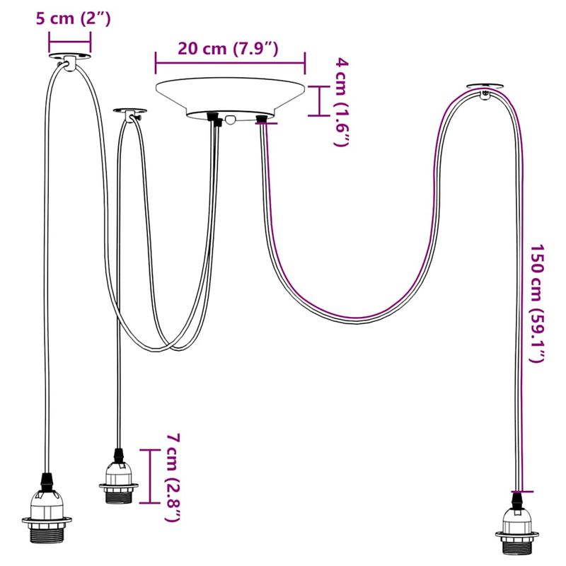 Casa si Gradina - Corpuri si surse de iluminat - Lustre si pendule - Lampa suspendata cu 3 suporturi E27 metal negru - Infinity.ro