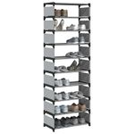 Casa si Gradina - Mobilier - Organizare si depozitare - Organizator incaltaminte - Suport pantofi 10 niveluri gri 54x28x158 cm tesatura netesa - Infinity.ro