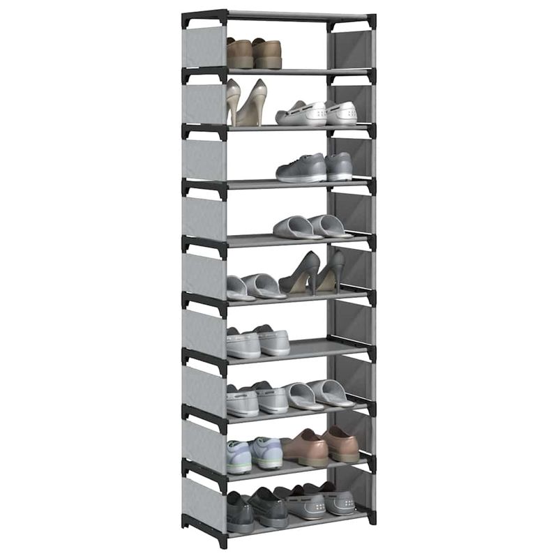 Casa si Gradina - Mobilier - Organizare si depozitare - Organizator incaltaminte - Suport pantofi 10 niveluri gri 54x28x158 cm tesatura netesa - Infinity.ro