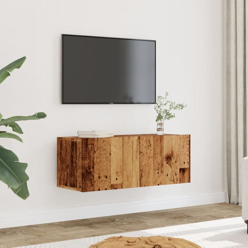 Casa si Gradina - Mobilier - Comode si corpuri - Comode - Comoda TV de perete, 2 buc. lemn vechi, 80x30x30 cm - Infinity.ro