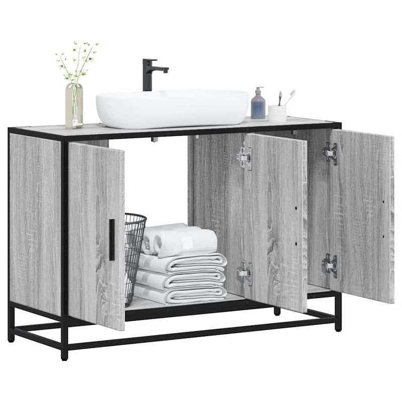 Casa si Gradina - Mobilier - Mobilier baie - Comode baie - Dulap pentru chiuveta de baie gri Sonoma 90x33x60 cm lemn - Infinity.ro