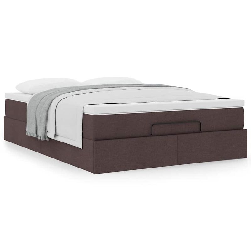 Casa si Gradina - Mobilier - Paturi si accesorii - Paturi - Cadru de pat otoman cu saltea tesatura maro inchis 140x190cm - Infinity.ro