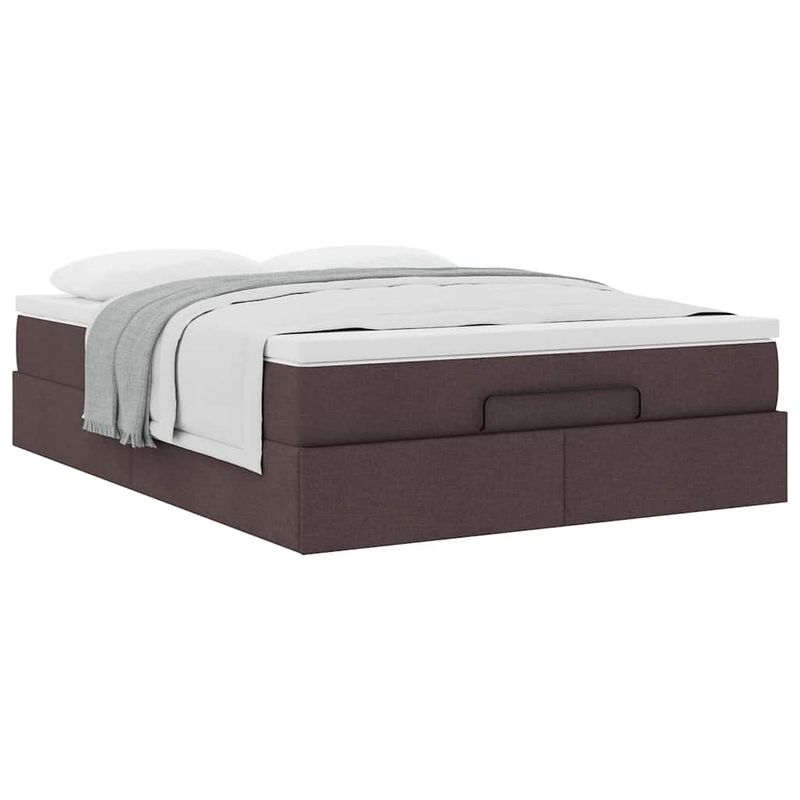 Casa si Gradina - Mobilier - Paturi si accesorii - Paturi - Cadru de pat otoman cu saltea tesatura maro inchis 140x190cm - Infinity.ro