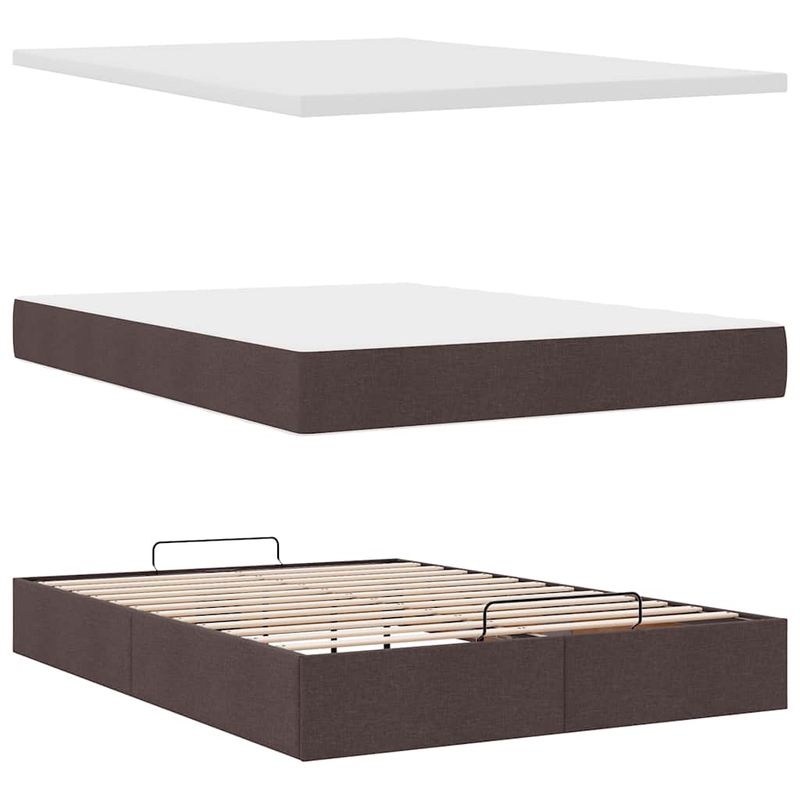 Casa si Gradina - Mobilier - Paturi si accesorii - Paturi - Cadru de pat otoman cu saltea tesatura maro inchis 140x190cm - Infinity.ro