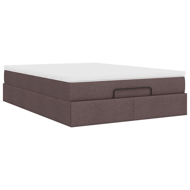 Casa si Gradina - Mobilier - Paturi si accesorii - Paturi - Cadru de pat otoman cu saltea tesatura maro inchis 140x190cm - Infinity.ro