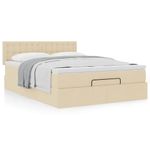 Casa si Gradina - Mobilier - Paturi si accesorii - Paturi - Cadru de pat otoman cu saltea crem 140x190cm stofa - Infinity.ro