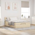 Casa si Gradina - Mobilier - Paturi si accesorii - Paturi - Cadru de pat otoman cu saltea crem 140x190cm stofa - Infinity.ro
