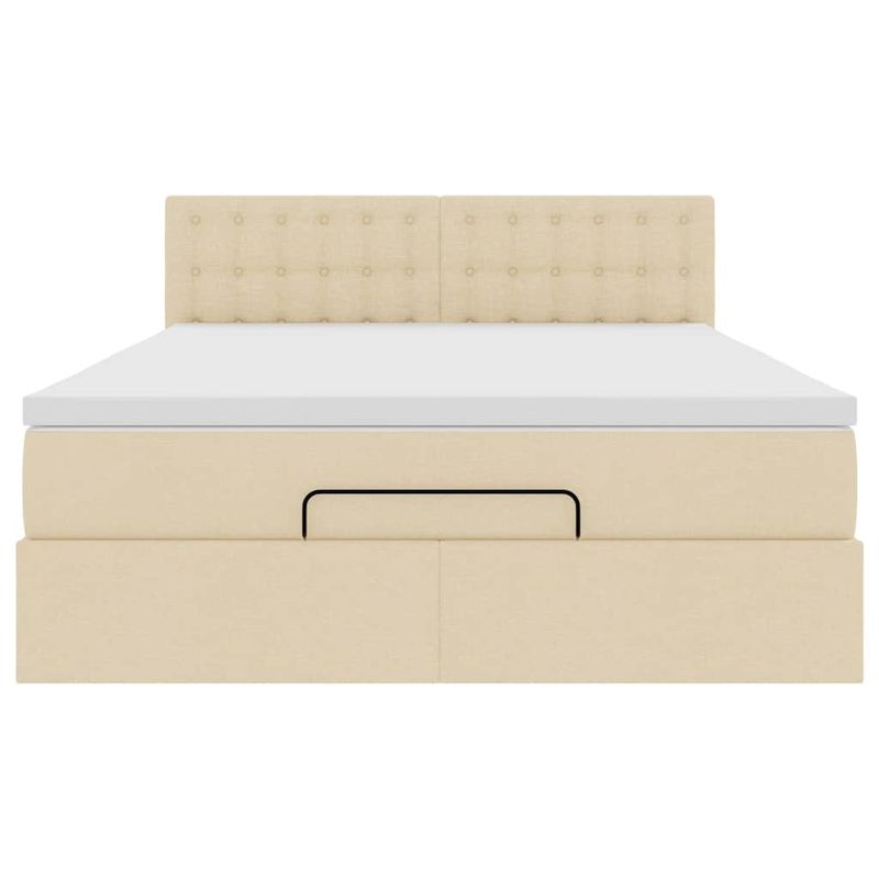 Casa si Gradina - Mobilier - Paturi si accesorii - Paturi - Cadru de pat otoman cu saltea crem 140x190cm stofa - Infinity.ro