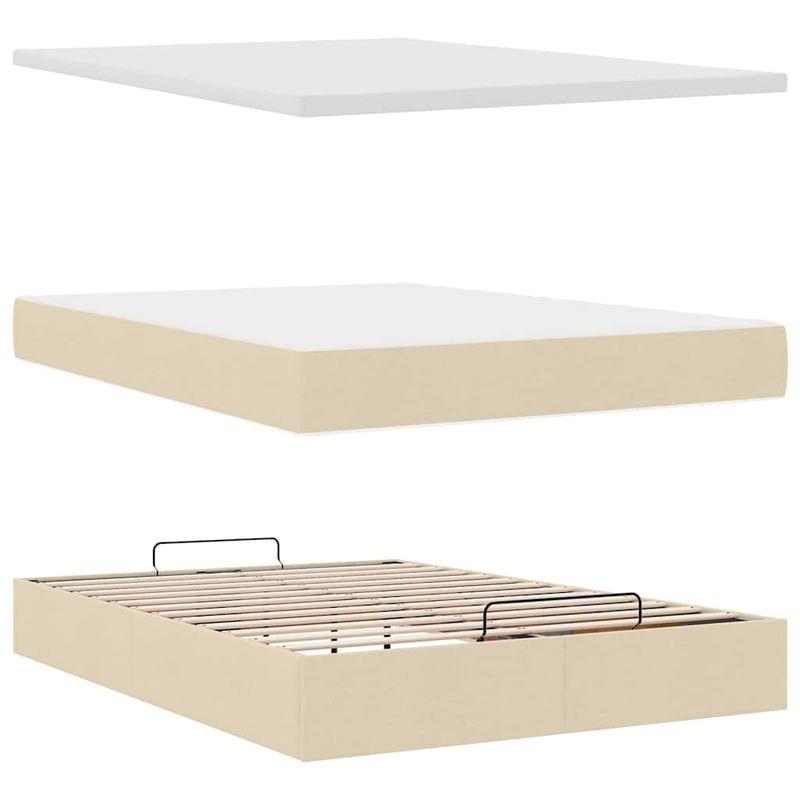 Casa si Gradina - Mobilier - Paturi si accesorii - Paturi - Cadru de pat otoman cu saltea crem 140x190cm stofa - Infinity.ro