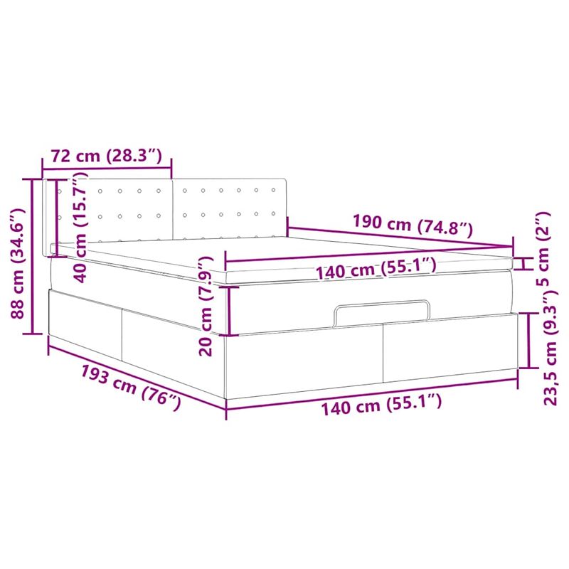 Casa si Gradina - Mobilier - Paturi si accesorii - Paturi - Cadru de pat otoman cu saltea crem 140x190cm stofa - Infinity.ro