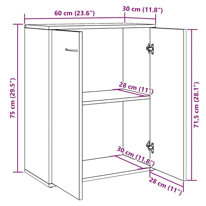 Casa si Gradina - Mobilier - Comode si corpuri - Comode - Dulap, stejar artizanal, 60x30x75 cm, lemn prelucrat - Infinity.ro