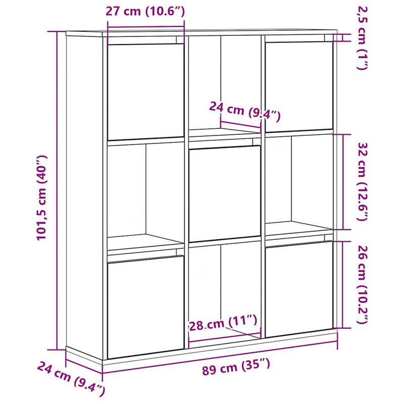Casa si Gradina - Mobilier - Biblioteci si rafturi - Biblioteci - Biblioteca, gri sonoma, 89x24x101,5 cm, lemn prelucrat - Infinity.ro