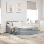 Casa si Gradina - Mobilier - Paturi si accesorii - Paturi - Pat otoman cu saltea tesatura gri deschis 140x190 cm, model nasturi - Infinity.ro