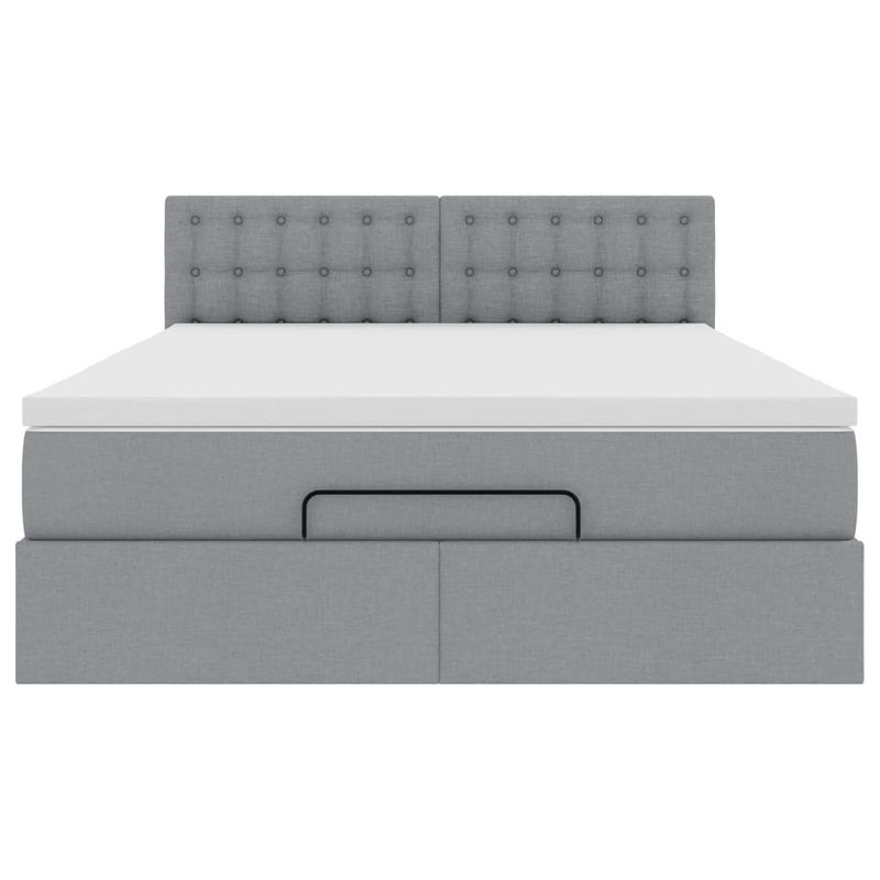 Casa si Gradina - Mobilier - Paturi si accesorii - Paturi - Pat otoman cu saltea tesatura gri deschis 140x190 cm, model nasturi - Infinity.ro