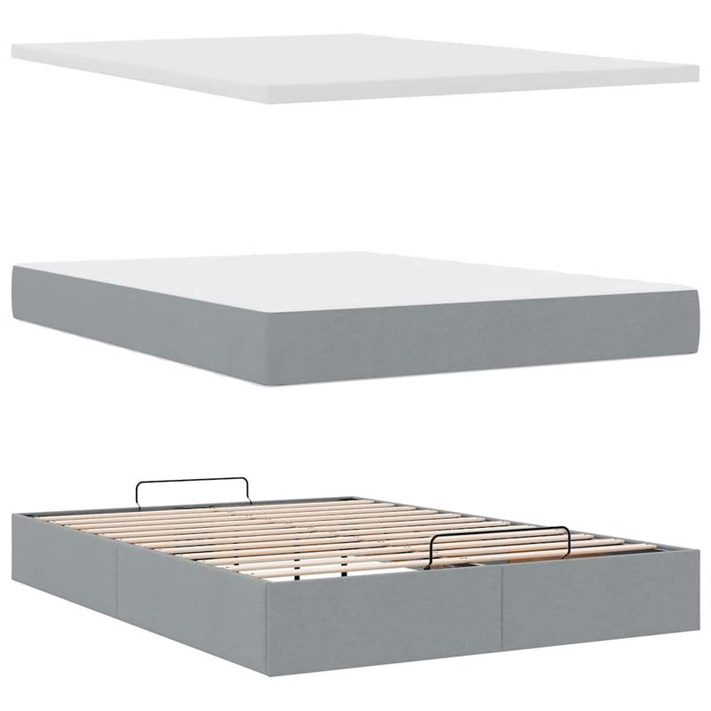 Casa si Gradina - Mobilier - Paturi si accesorii - Paturi - Pat otoman cu saltea tesatura gri deschis 140x190 cm, model nasturi - Infinity.ro