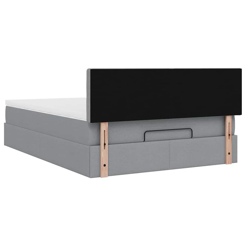Casa si Gradina - Mobilier - Paturi si accesorii - Paturi - Pat otoman cu saltea tesatura gri deschis 140x190 cm, model nasturi - Infinity.ro
