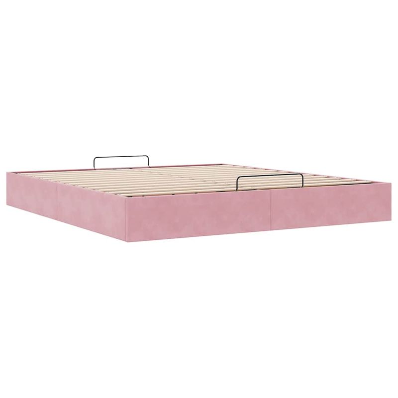 Casa si Gradina - Mobilier - Paturi si accesorii - Paturi - Cadru pat otoman fara saltea roz 200x200 cm catifea - Infinity.ro