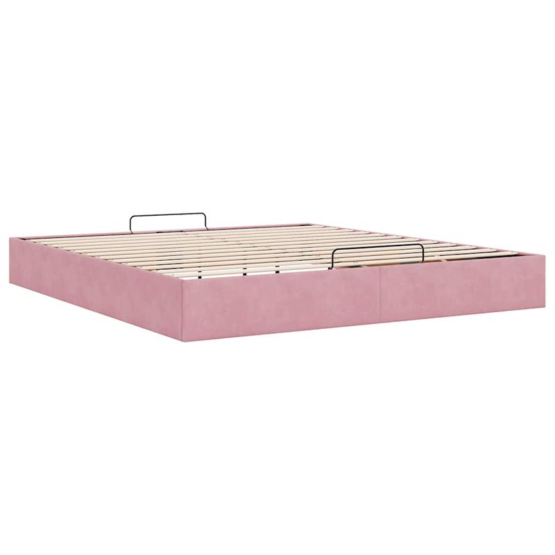 Casa si Gradina - Mobilier - Paturi si accesorii - Paturi - Cadru pat otoman fara saltea roz 200x200 cm catifea - Infinity.ro