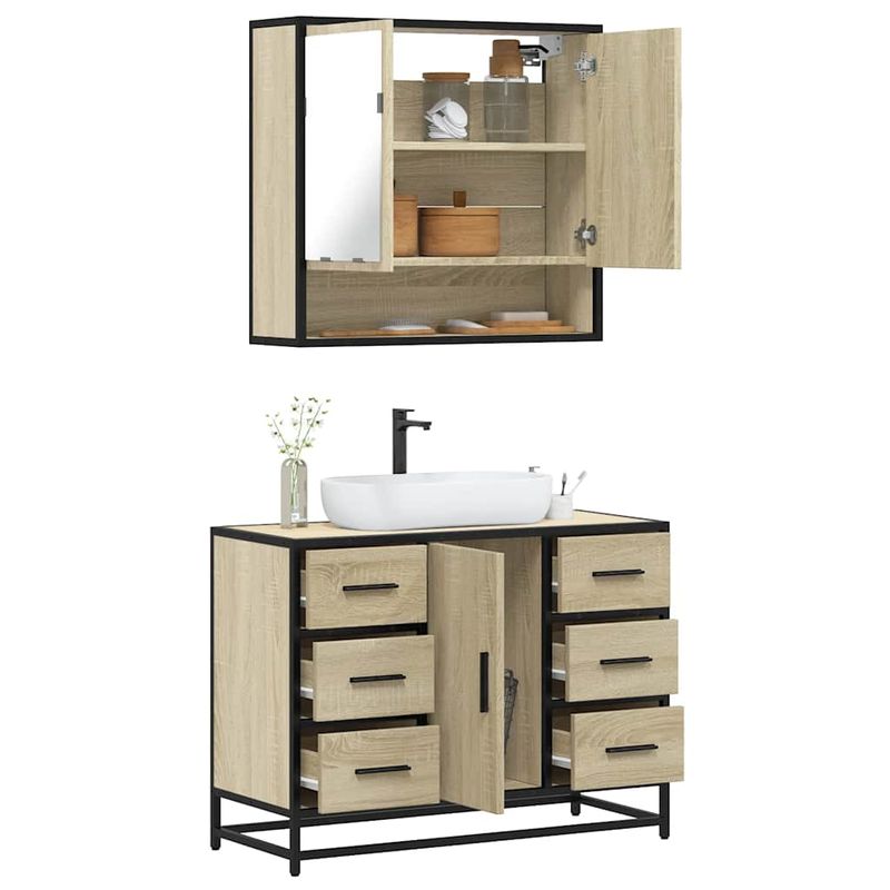 Casa si Gradina - Mobilier - Seturi de mobilier - Seturi baie - Set mobilier de baie, 2 piese, stejar sonoma, lemn prelucrat - Infinity.ro