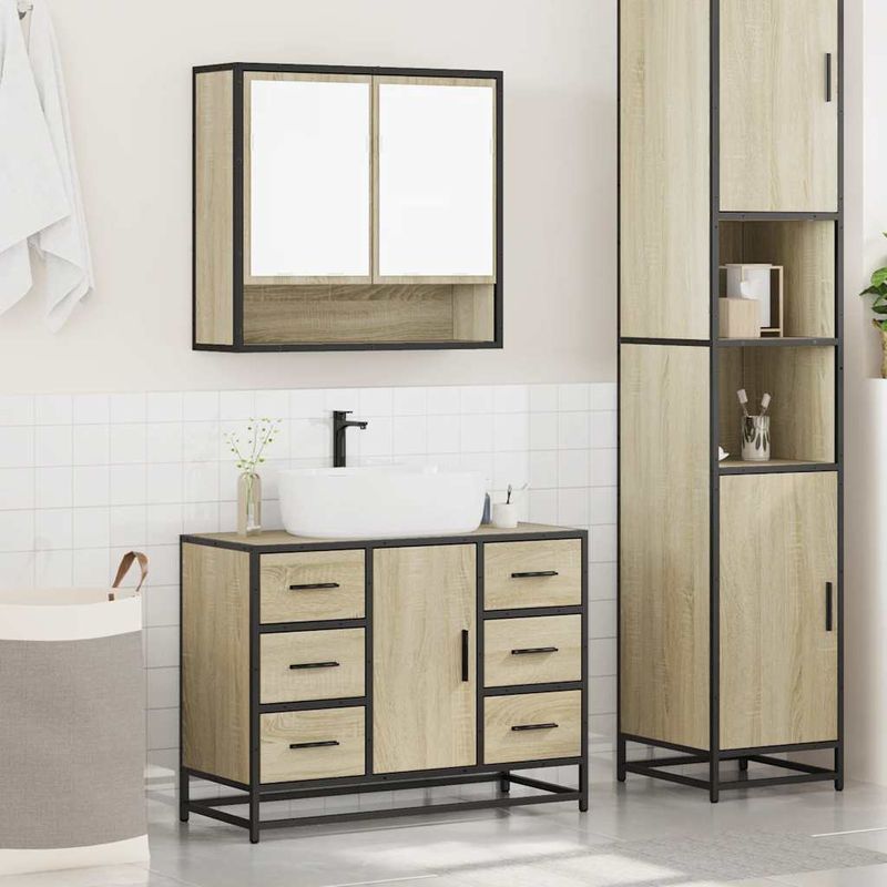 Casa si Gradina - Mobilier - Seturi de mobilier - Seturi baie - Set mobilier de baie, 2 piese, stejar sonoma, lemn prelucrat - Infinity.ro