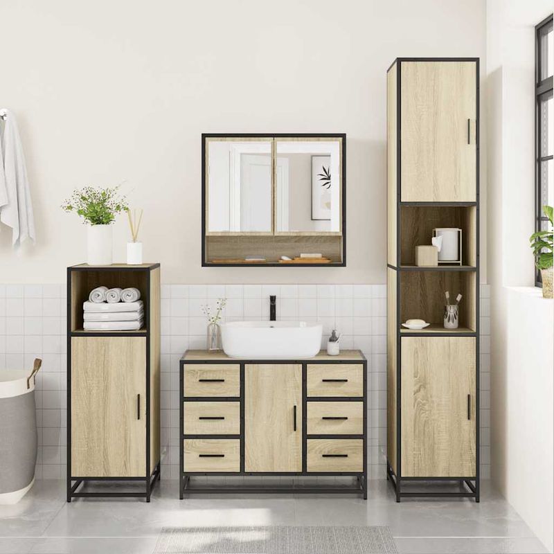 Casa si Gradina - Mobilier - Seturi de mobilier - Seturi baie - Set mobilier de baie, 2 piese, stejar sonoma, lemn prelucrat - Infinity.ro