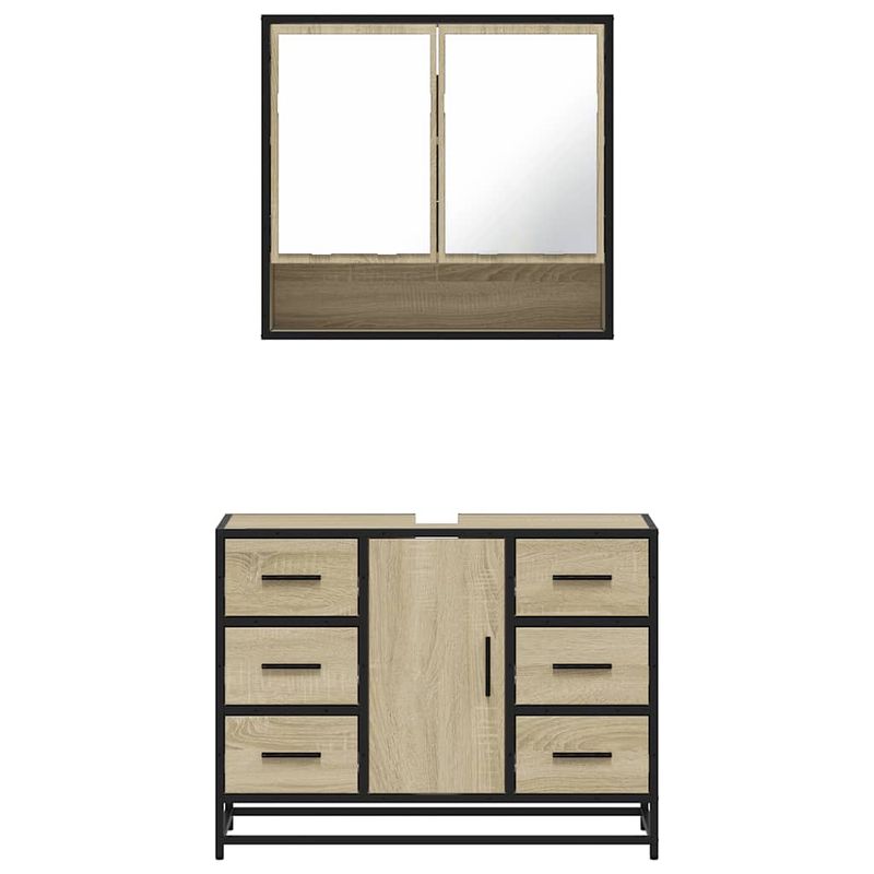 Casa si Gradina - Mobilier - Seturi de mobilier - Seturi baie - Set mobilier de baie, 2 piese, stejar sonoma, lemn prelucrat - Infinity.ro
