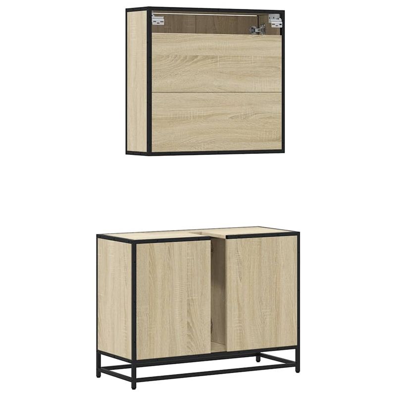 Casa si Gradina - Mobilier - Seturi de mobilier - Seturi baie - Set mobilier de baie, 2 piese, stejar sonoma, lemn prelucrat - Infinity.ro