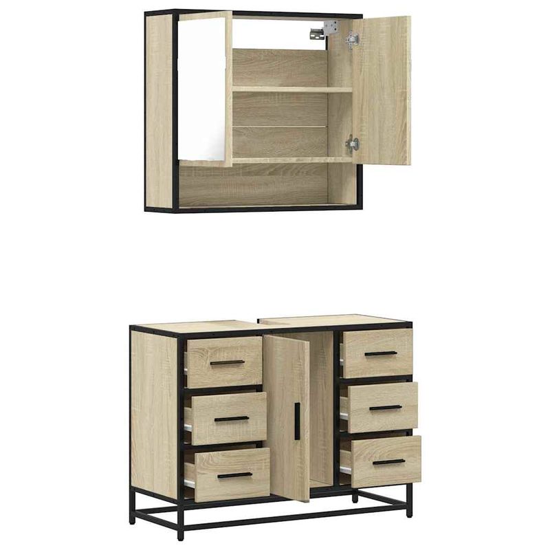 Casa si Gradina - Mobilier - Seturi de mobilier - Seturi baie - Set mobilier de baie, 2 piese, stejar sonoma, lemn prelucrat - Infinity.ro