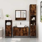 Casa si Gradina - Mobilier - Seturi de mobilier - Seturi baie - Set mobilier de baie, 3 piese, stejar fumuriu, lemn prelucrat - Infinity.ro