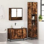 Casa si Gradina - Mobilier - Seturi de mobilier - Seturi baie - Set mobilier de baie, 3 piese, stejar fumuriu, lemn prelucrat - Infinity.ro