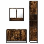 Casa si Gradina - Mobilier - Seturi de mobilier - Seturi baie - Set mobilier de baie, 3 piese, stejar fumuriu, lemn prelucrat - Infinity.ro