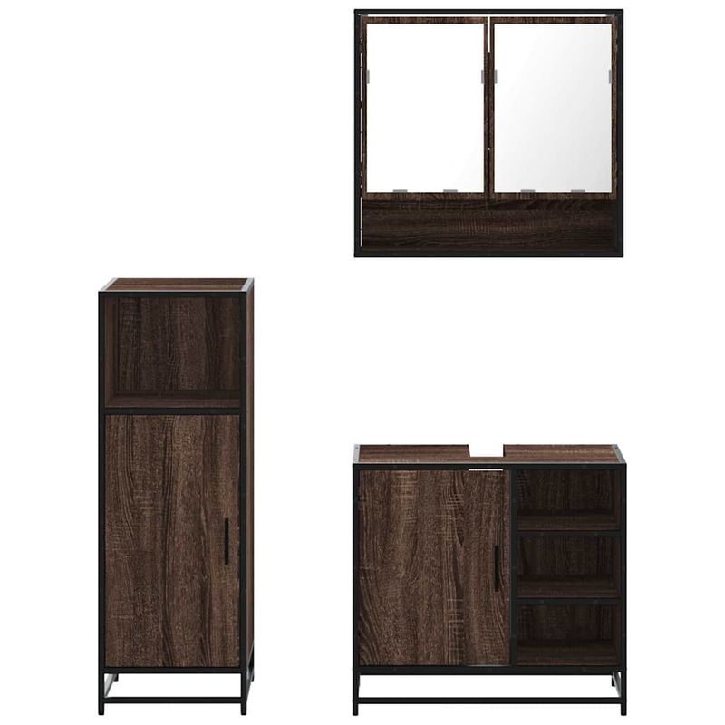Casa si Gradina - Mobilier - Seturi de mobilier - Seturi baie - Set mobilier de baie, 3 piese, stejar maro, lemn prelucrat - Infinity.ro