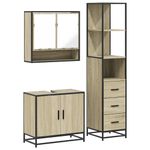 Casa si Gradina - Mobilier - Seturi de mobilier - Seturi baie - Set mobilier de baie, 3 piese, stejar sonoma, lemn prelucrat - Infinity.ro