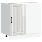 Casa si Gradina - Mobilier - Comode si corpuri - Corpuri bucatarie - Dulap de baza pentru chiuveta „Lucca” Lemn prelucrat alb lucios, gri beton, mărime 86x46x81.5 cm, model 1x dulap inferior de colț (1 ușă) - Infinity.ro