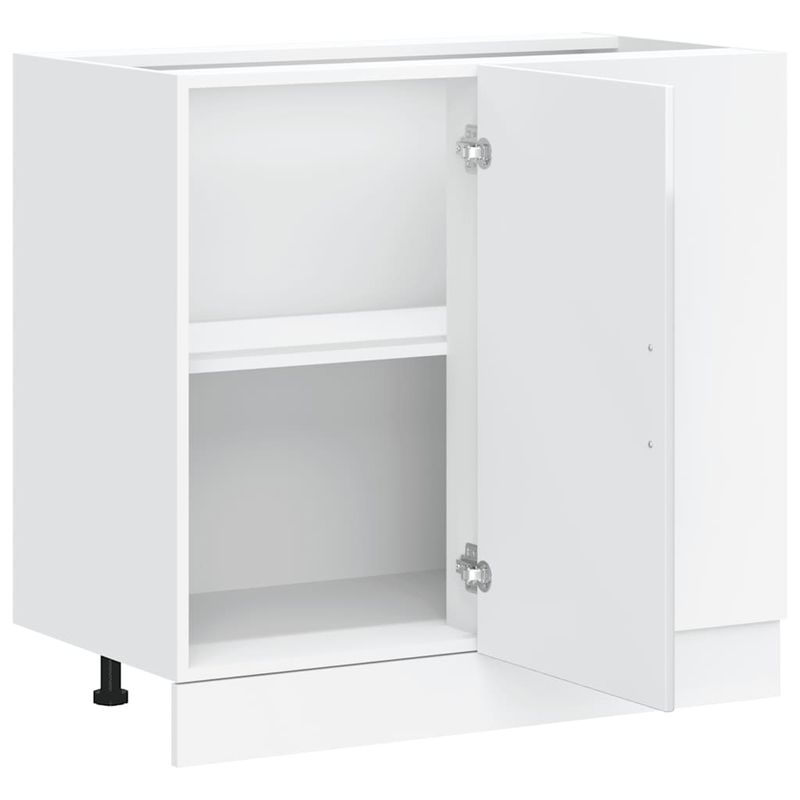 Casa si Gradina - Mobilier - Comode si corpuri - Corpuri bucatarie - Dulap de baza pentru chiuveta „Lucca” Lemn prelucrat alb lucios, gri beton, mărime 86x46x81.5 cm, model 1x dulap inferior de colț (1 ușă) - Infinity.ro