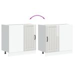 Casa si Gradina - Mobilier - Comode si corpuri - Corpuri bucatarie - Dulap de baza pentru chiuveta „Lucca” Lemn prelucrat alb lucios, gri beton, mărime 86x46x81.5 cm, model 1x dulap inferior de colț (1 ușă) - Infinity.ro