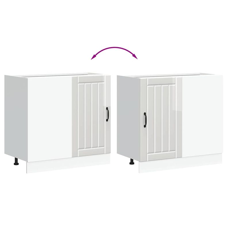 Casa si Gradina - Mobilier - Comode si corpuri - Corpuri bucatarie - Dulap de baza pentru chiuveta „Lucca” Lemn prelucrat alb lucios, gri beton, mărime 86x46x81.5 cm, model 1x dulap inferior de colț (1 ușă) - Infinity.ro