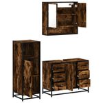 Casa si Gradina - Mobilier - Seturi de mobilier - Seturi baie - Set mobilier de baie, 3 piese, stejar fumuriu, lemn prelucrat - Infinity.ro