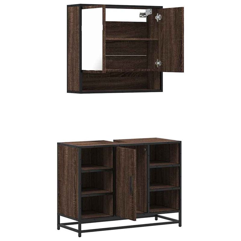 Casa si Gradina - Mobilier - Seturi de mobilier - Seturi baie - Set mobilier de baie, 2 piese, stejar maro, lemn prelucrat - Infinity.ro