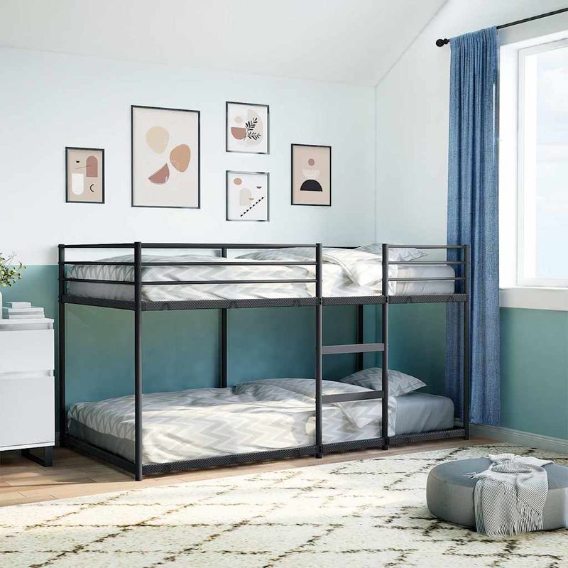 Casa si Gradina - Mobilier - Paturi si accesorii - Paturi - Pat supraetajat fara saltea negru 107x203 cm otel - Infinity.ro