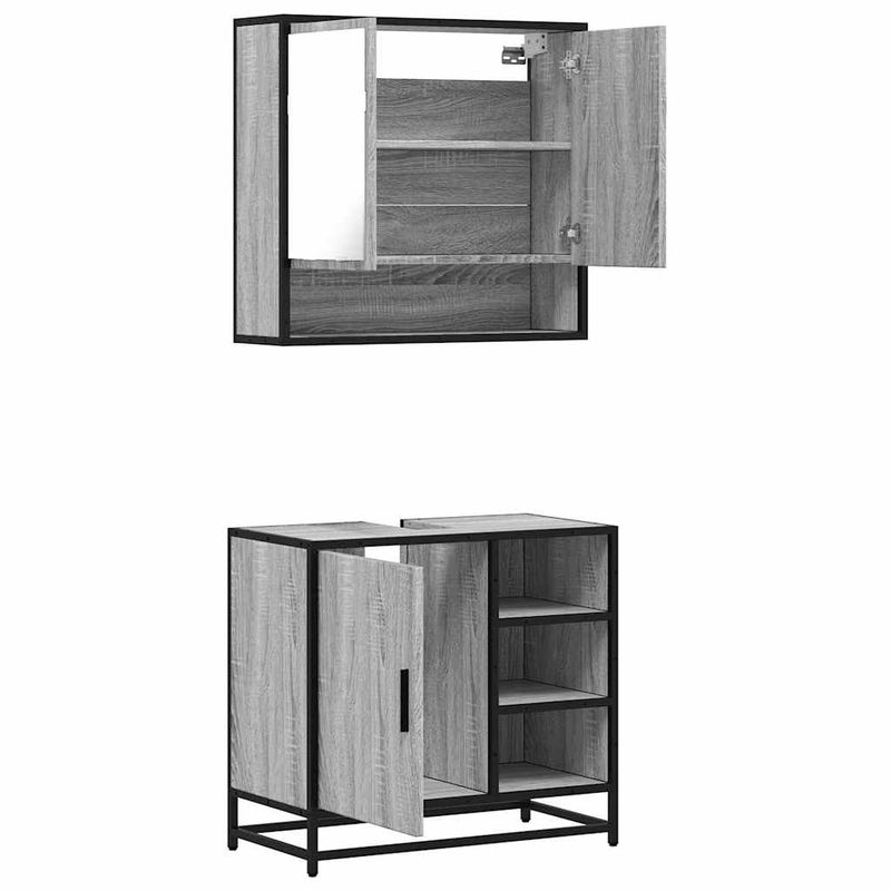 Casa si Gradina - Mobilier - Seturi de mobilier - Seturi baie - Set mobilier de baie, 2 piese, gri sonoma, lemn prelucrat - Infinity.ro