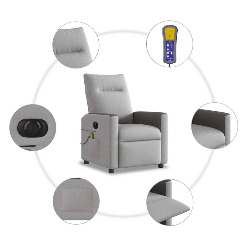 Ingrijire personala si Cosmetice - Sanatate si wellness - Articole wellness - Fotolii de masaj - Fotoliu reclinabil electric pentru masaj Cloud Grey Fabric - Infinity.ro